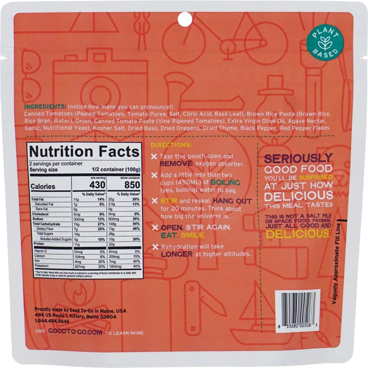 Good To-Go Classic Marinara With Pasta - 2 Servings - Image 2